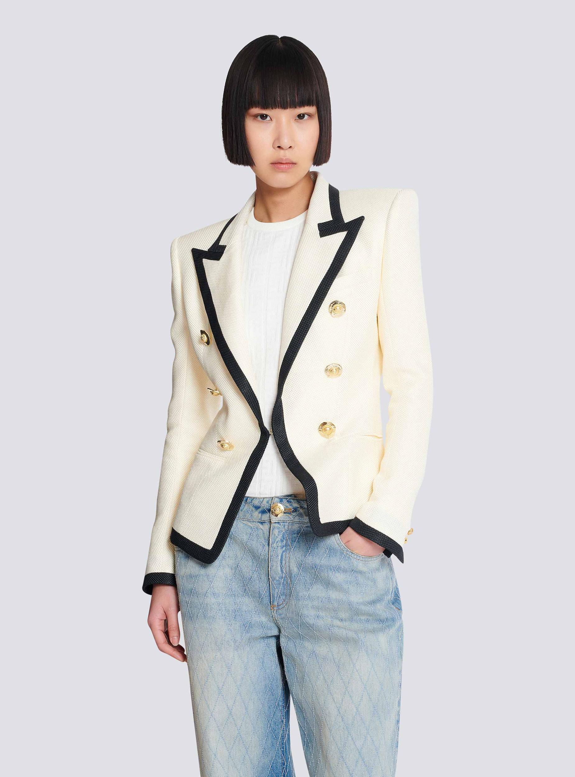 Fitted two-tone basketweave jacket Product Image