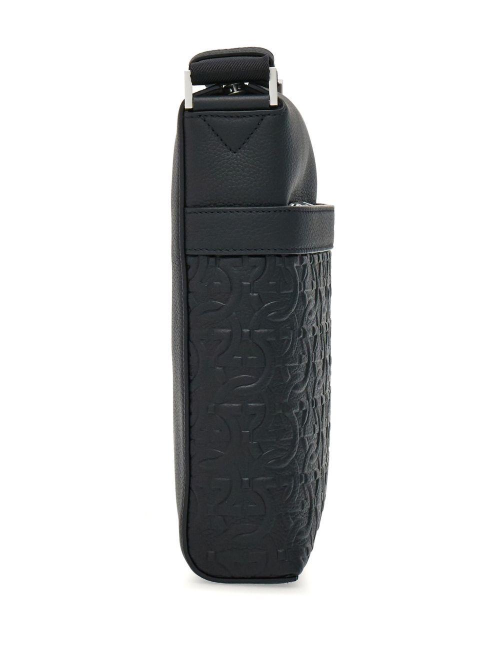 Gancini-embossed leather messenger bag Product Image