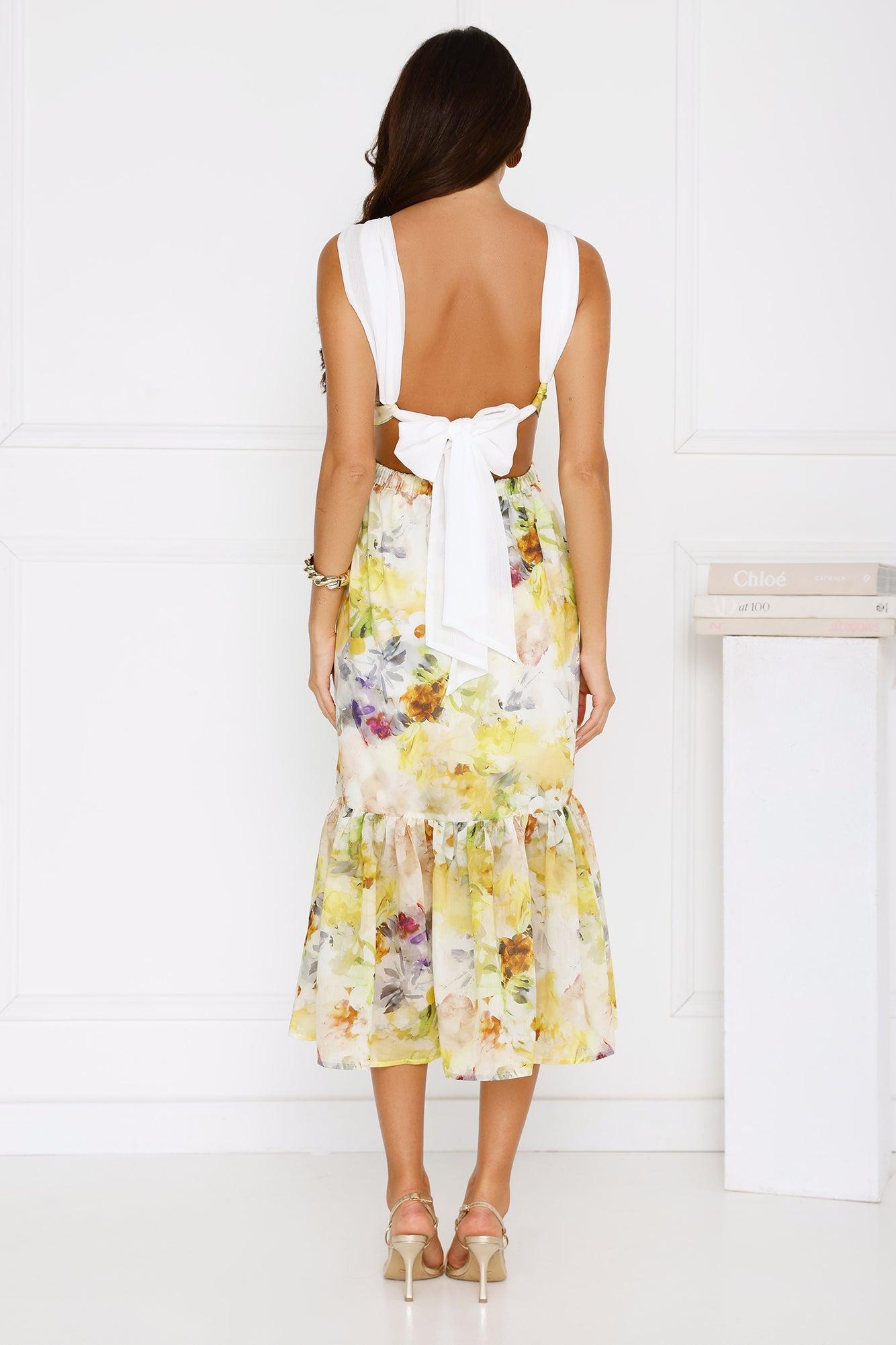 Sipping Sunshine Midi Dress Yellow Product Image