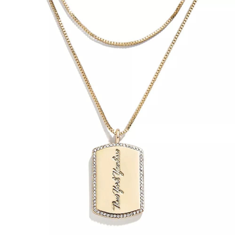 WEAR by Erin Andrews x Baublebar New York Yankees Dog Tag Necklace, Women's, Gold Product Image
