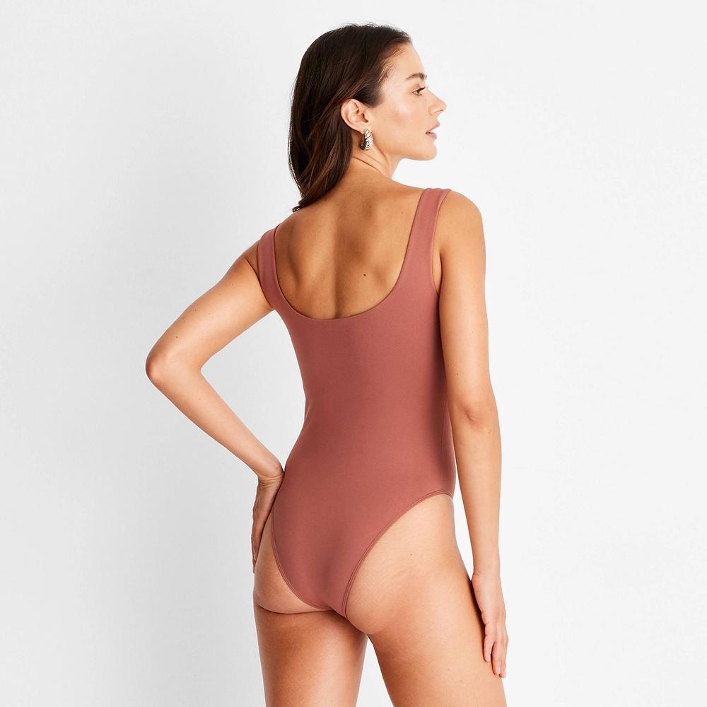 Womens Seamless Tank Bodysuit - A New Day Rust L Product Image