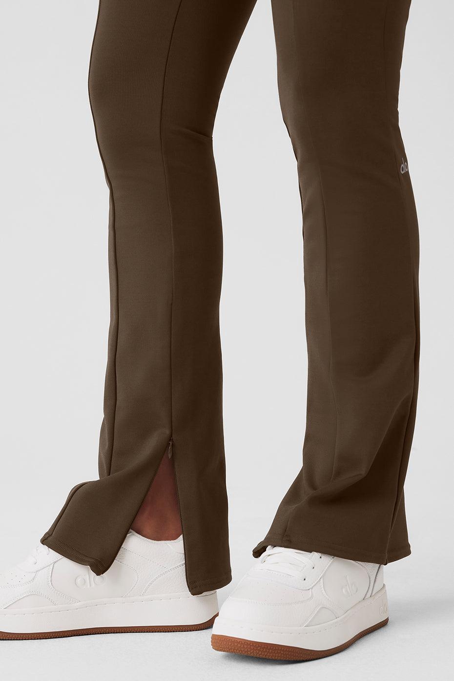 High-Waist 7/8 Zip It Flare Legging - Espresso Product Image