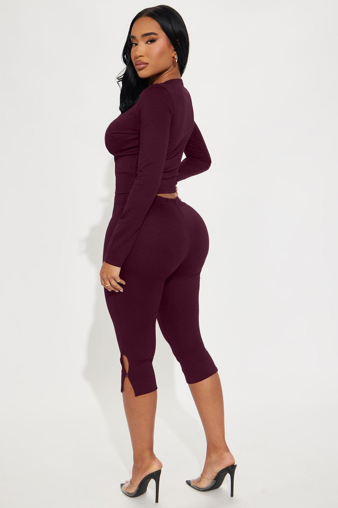 Mia Date Night Capri Pant Set - Burgundy Product Image