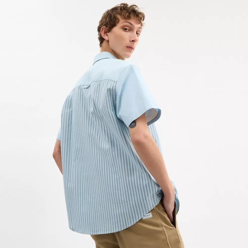 Striped Mixed Media Oxford Shirt Product Image