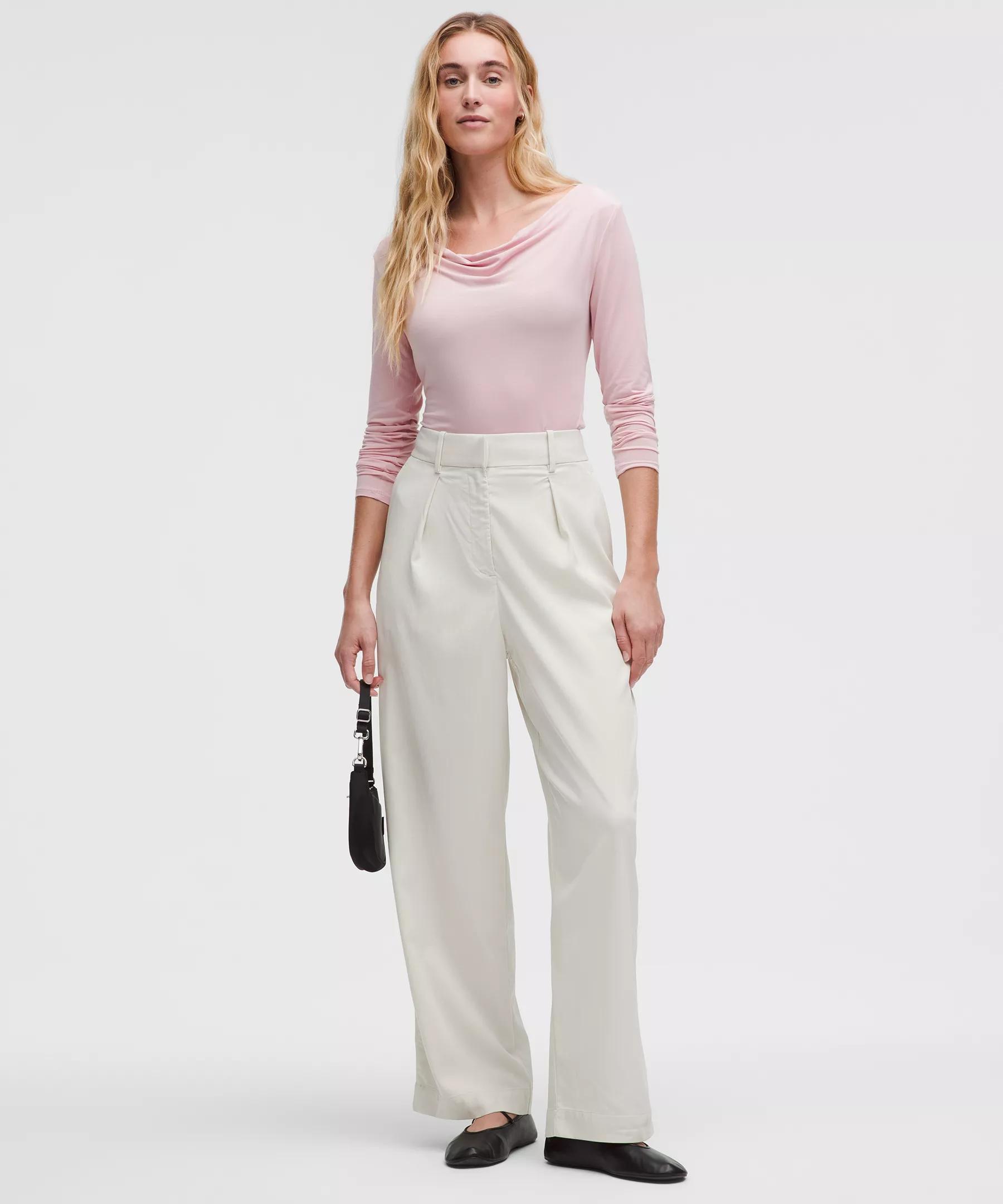 Modal-Silk Cowl-Neck Long-Sleeve Shirt Product Image