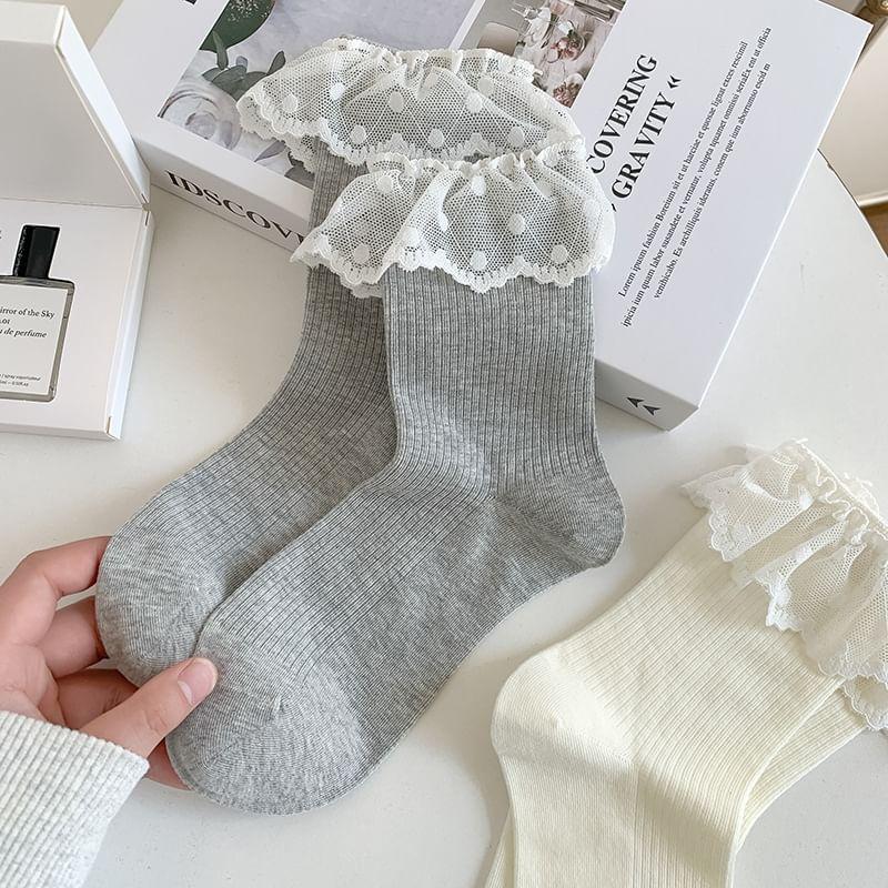 Lace Ruffle Crew Socks Product Image