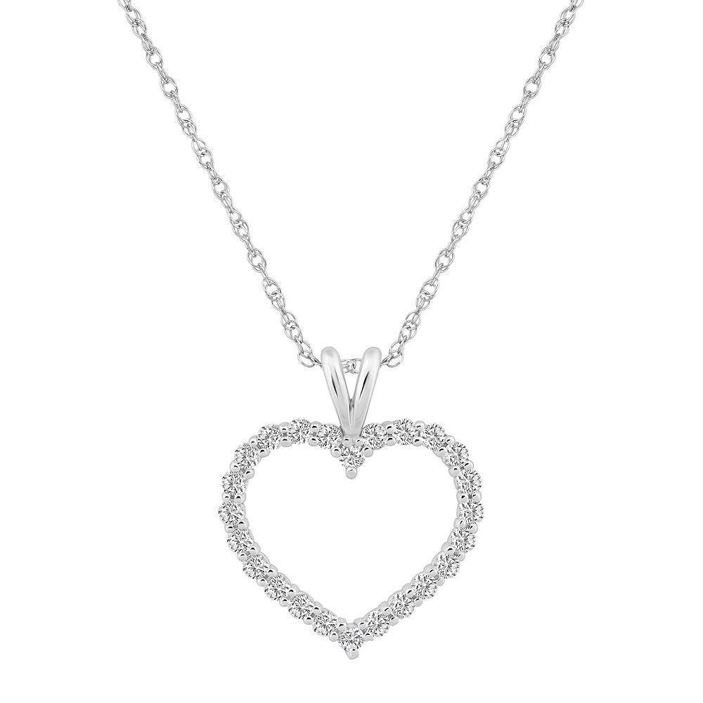 Alyson Layne 14k Gold 1/2 Carat T.W. Diamond Heart Pendant Necklace, Women's, Size: 18", 14k White Gold Product Image