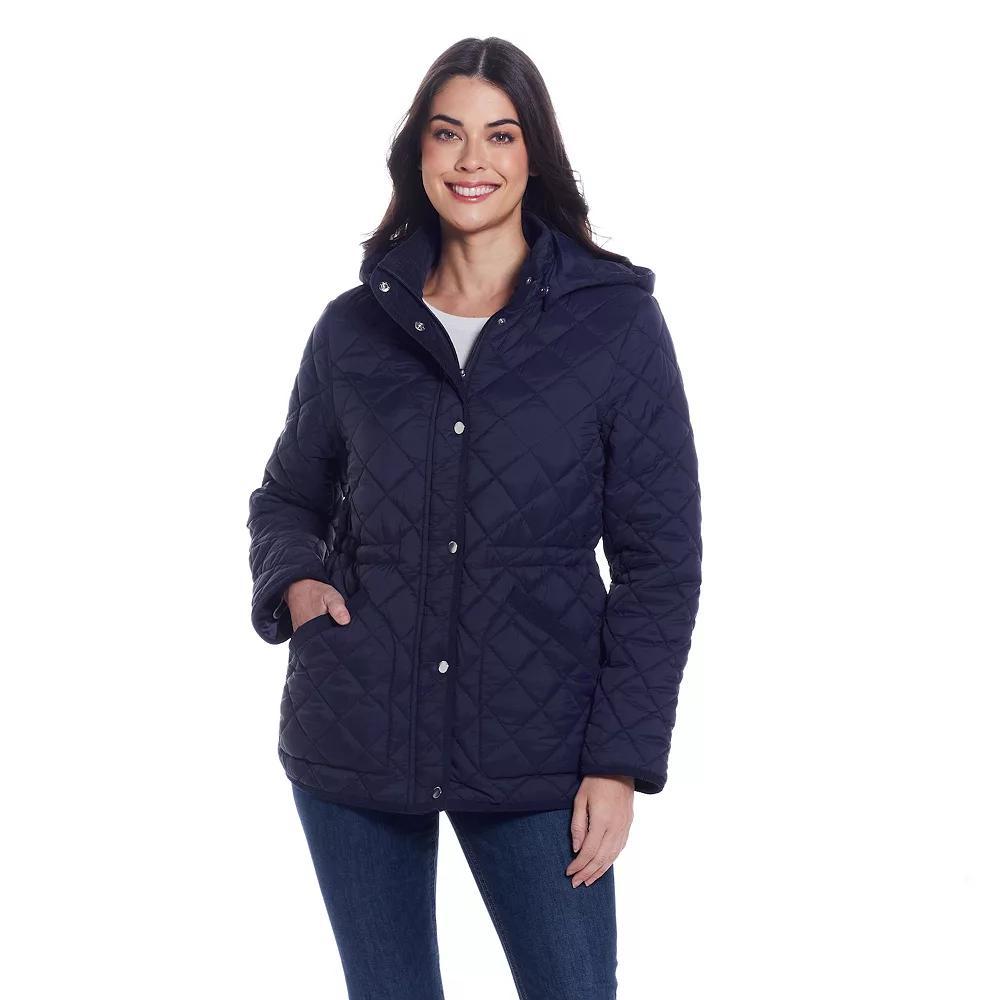 Women's Weathercast Corduroy Trimmed Quilted Anorak Jacket, Size: XL, Blue Product Image