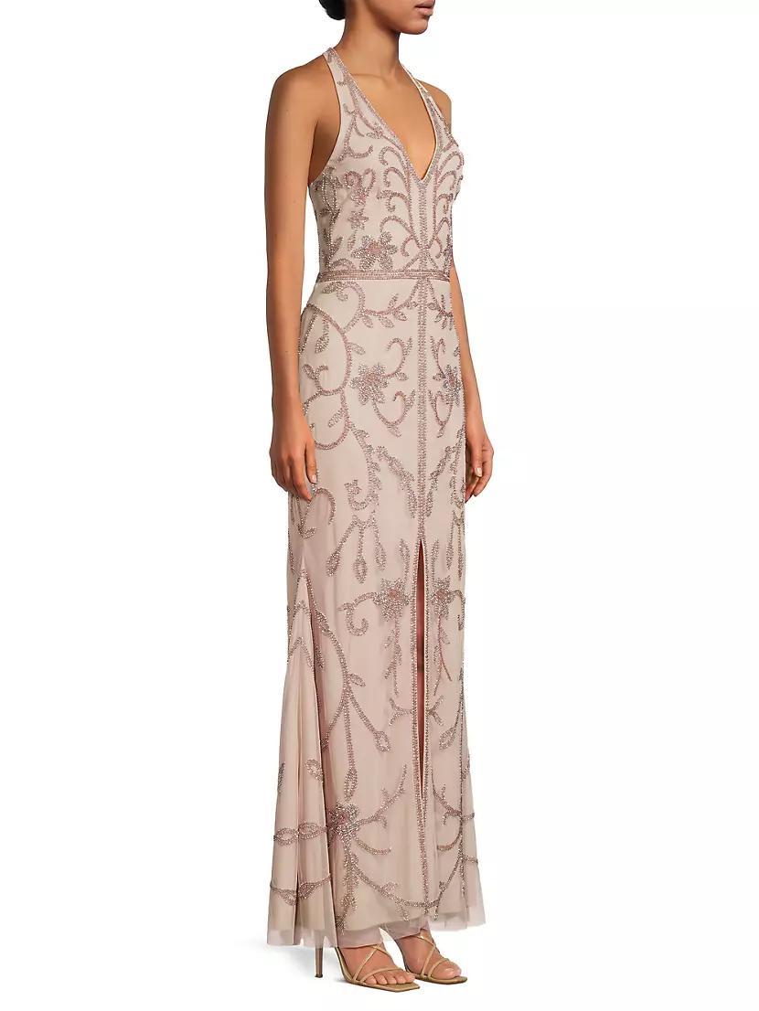 Beaded Halter Mermaid Gown Product Image