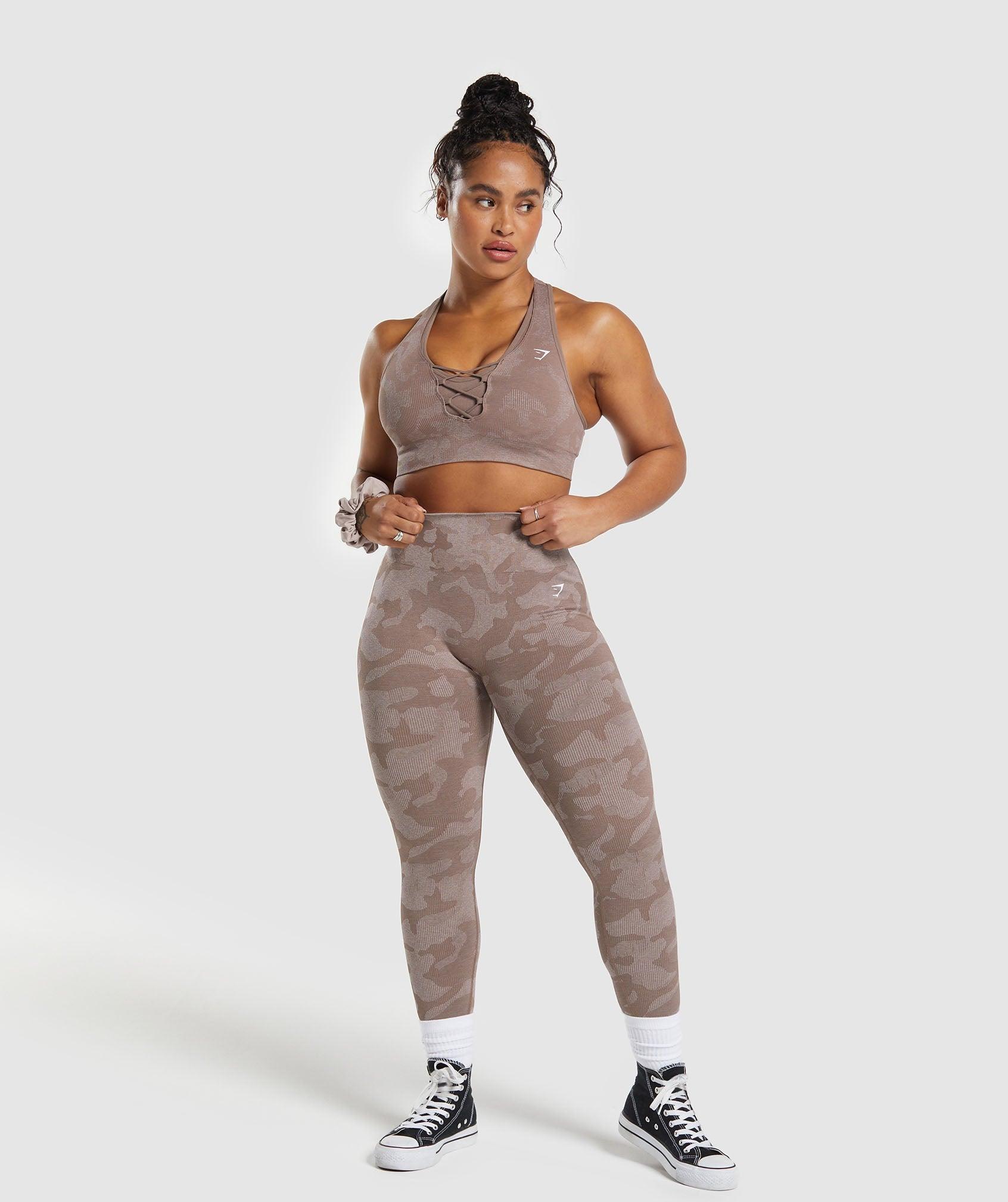 Gymshark Adapt Camo Seamless Sports Bra- Mocha Mauve/Stone Pink Female Product Image