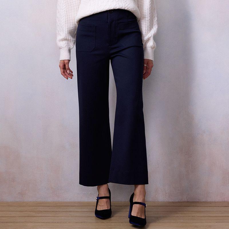 Women's LC Lauren Conrad Super High Rise Wildflower Wide Leg Crop Pants, Size: 2 T/Large, Blue Abundance Product Image