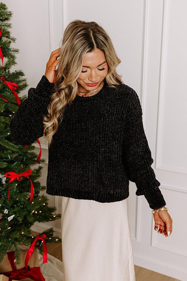 Fall Sentiments Chenille Sweater In Black Product Image