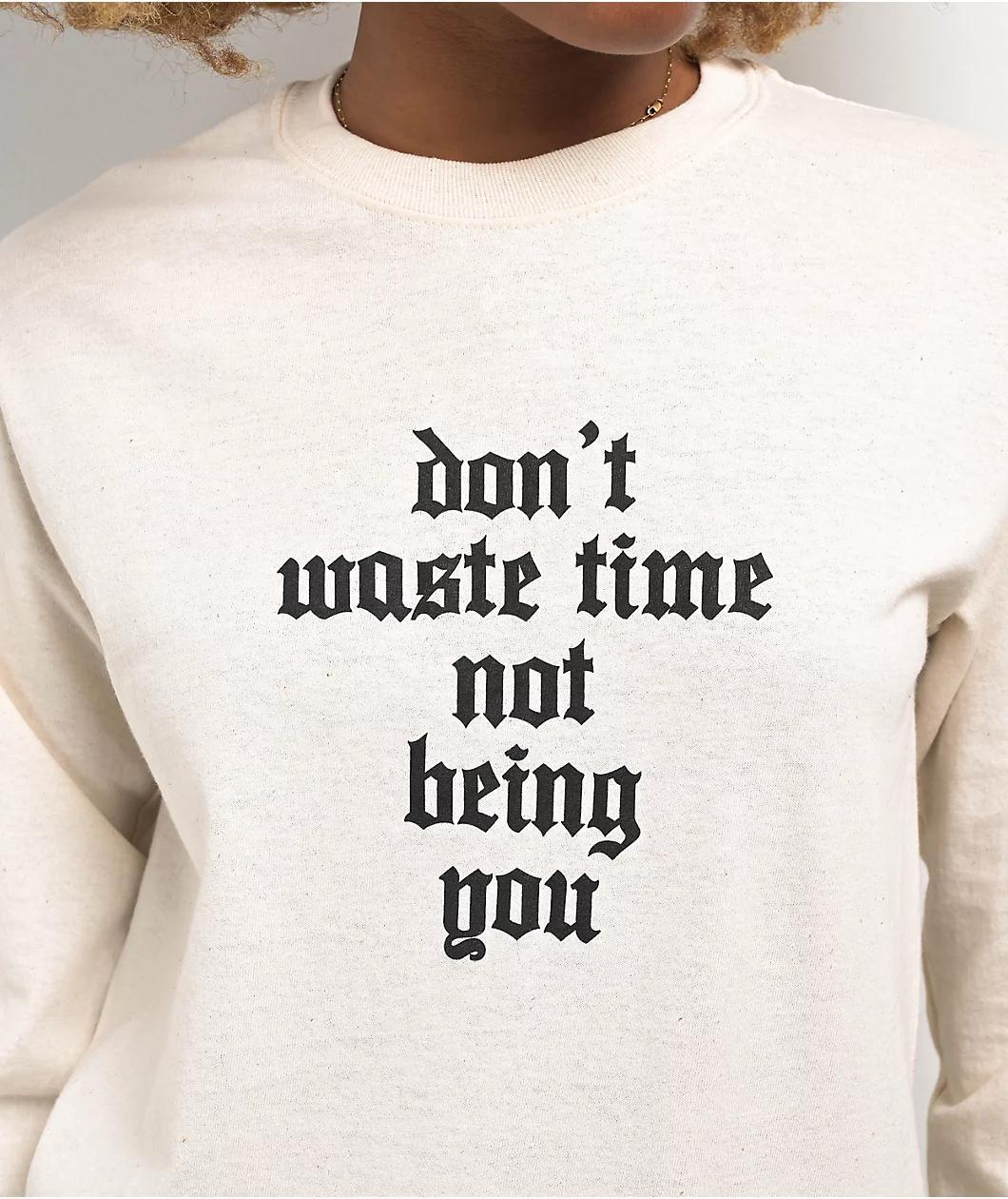 Schaf Don't Waste Time Natural Long Sleeve T-Shirt Product Image