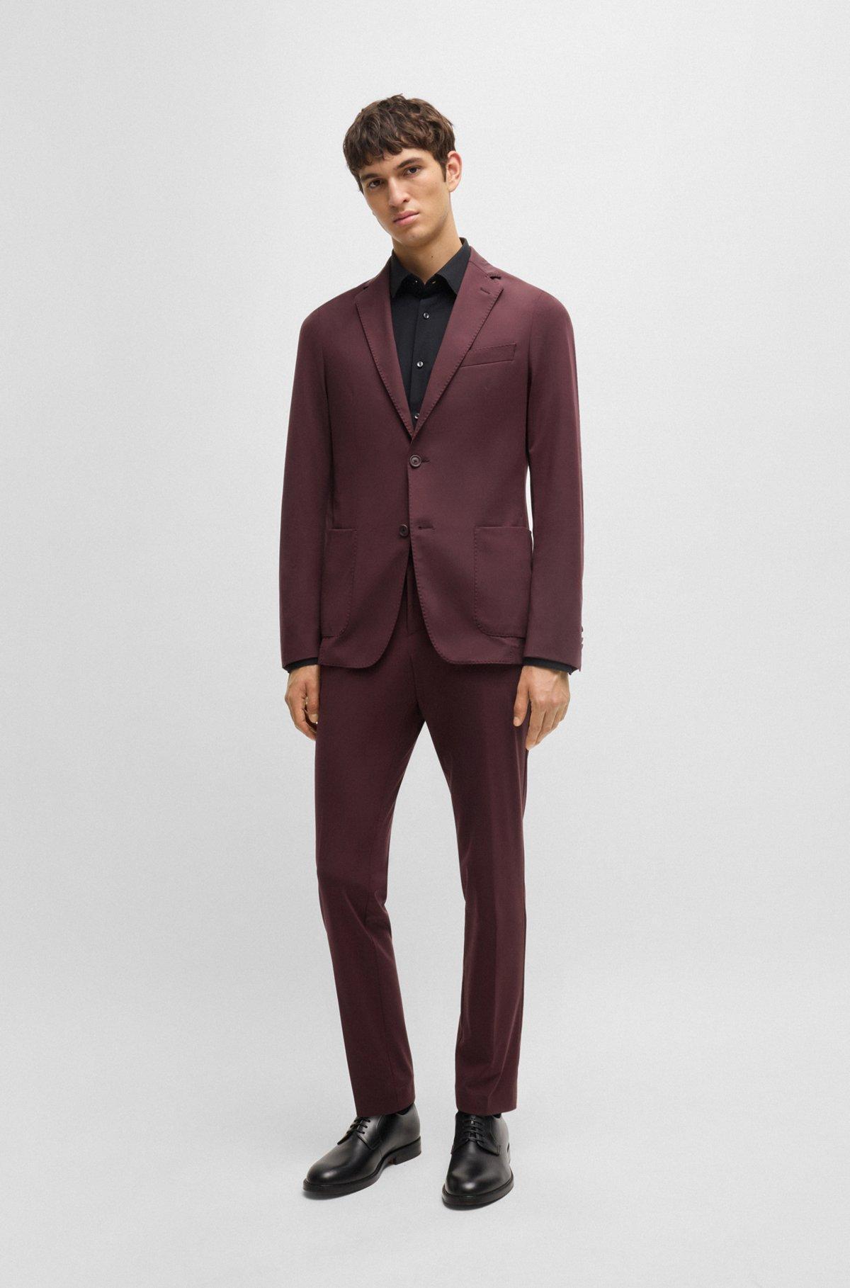 BOSS - Slim-fit trousers in performance-stretch jersey - Light Red Product Image