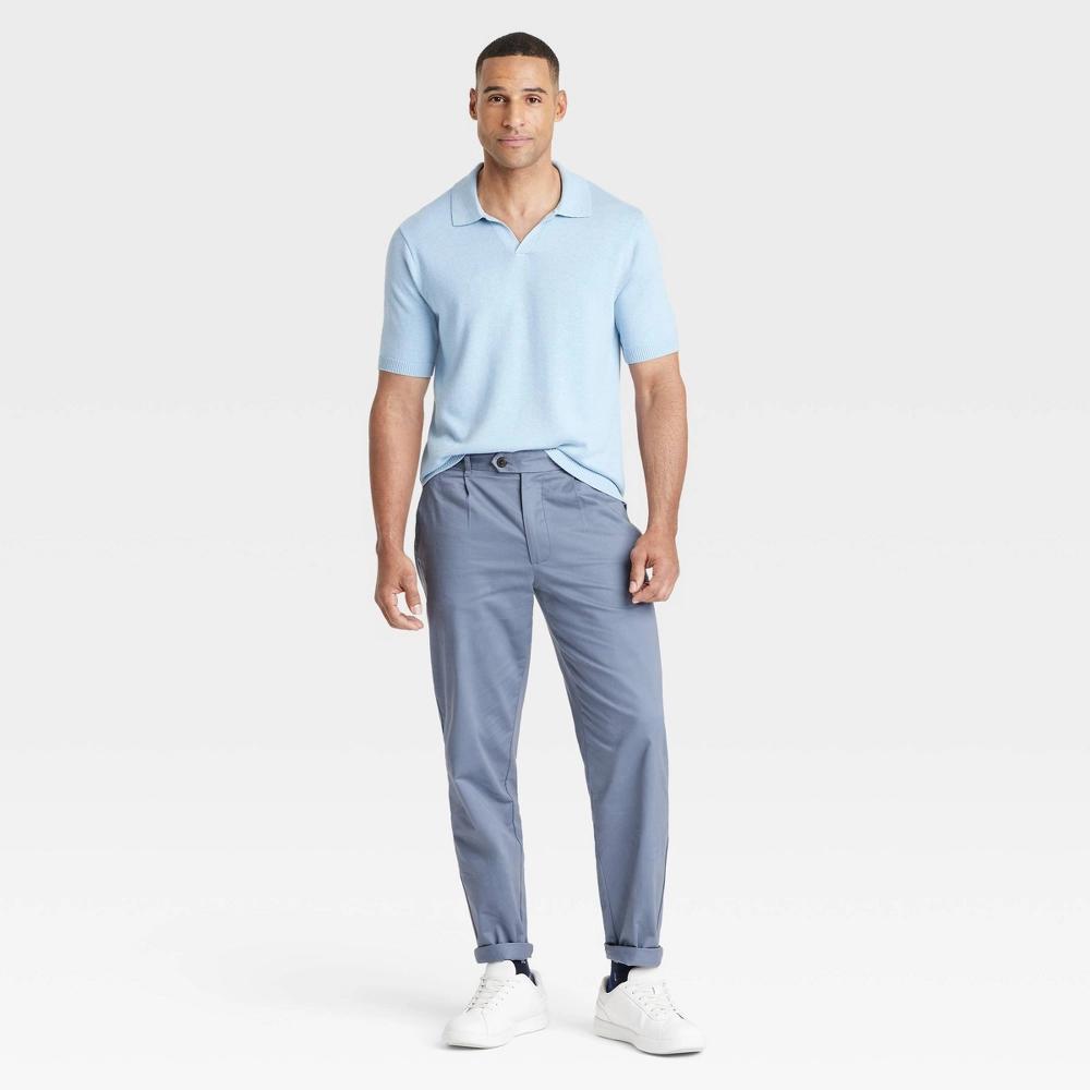 Men's Short Sleeve Johnny Collar Sweater - Goodfellow & Co™ Blue XXL: Lightweight Cotton Blend, Casual Fit Pullover Product Image