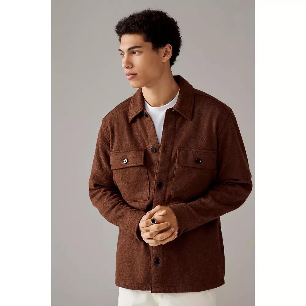 Men's NEXT Stone Textured Boucle Shacket, Size: XXL, Brown Product Image