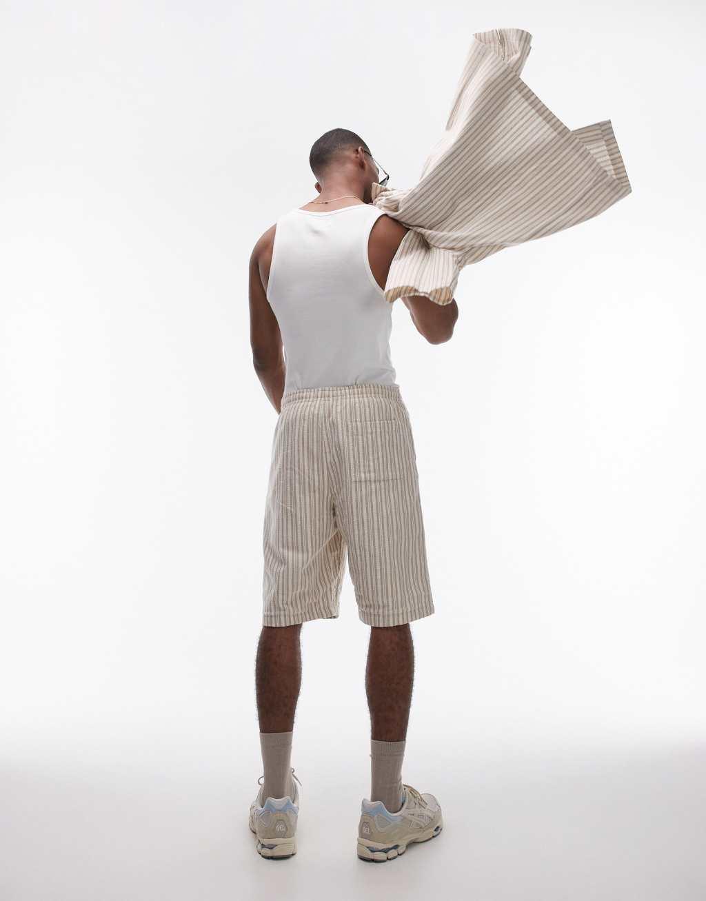 Topman crochet stripe short in cream - part of a set Product Image