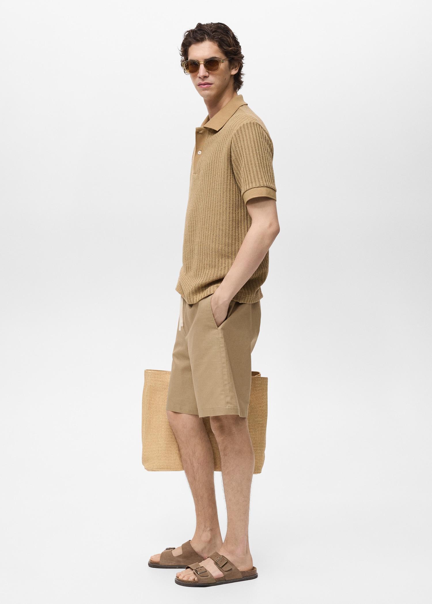Cotton-linen blend bermuda shorts - Men | MANGO USA Product Image