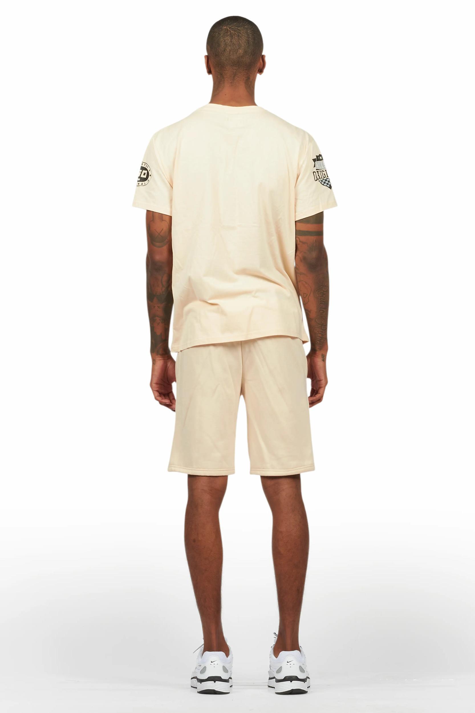 Amos Beige Graphic T-Shirt Short Set Male Product Image