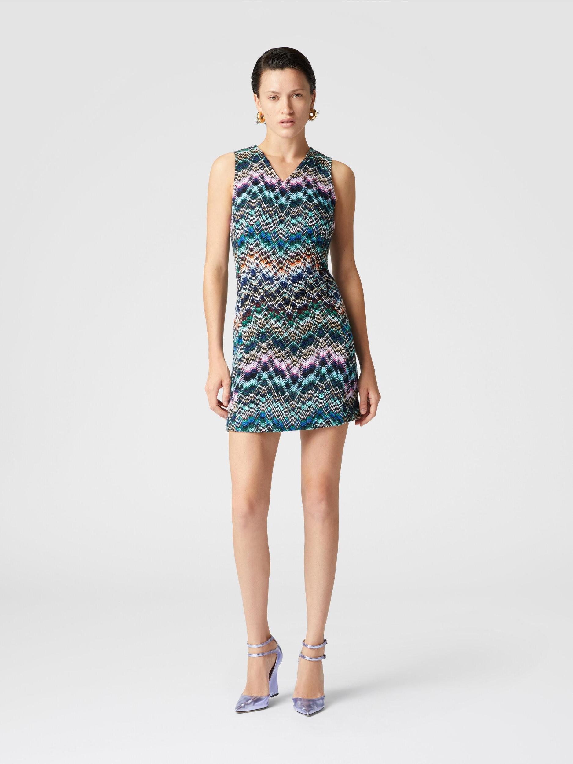 Sleeveless mini-dress in wool and cotton Product Image