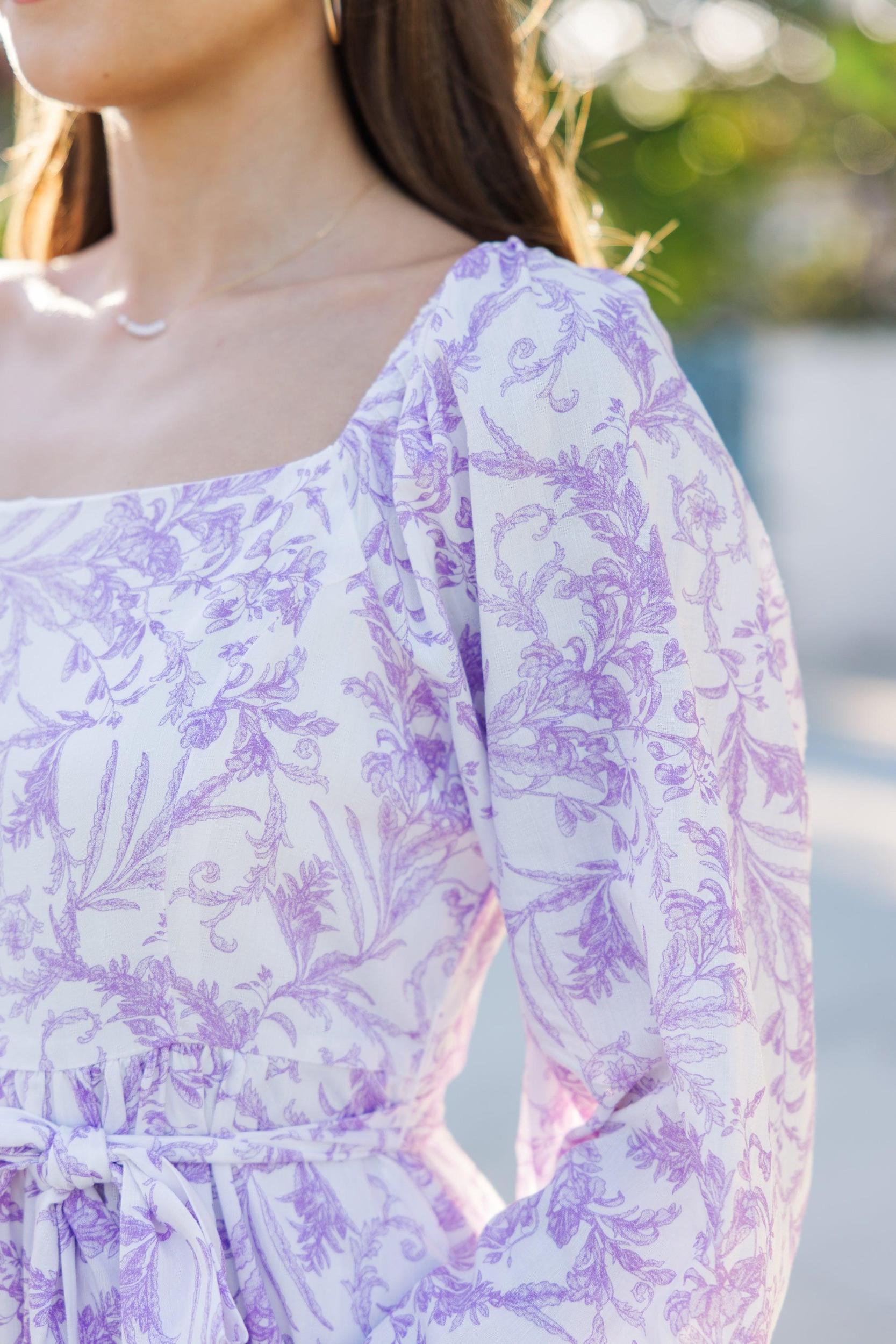 Feeling Oh So Sweet Lavender Toile Midi Dress Female Product Image
