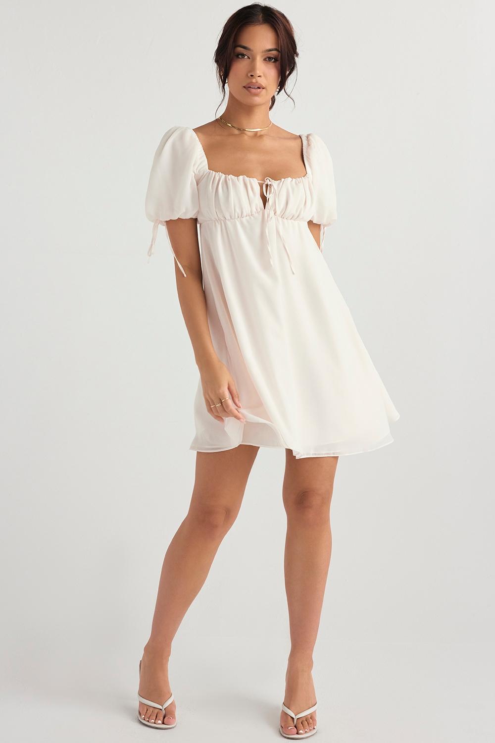 Princess Ivory Georgette Mini Dress Product Image