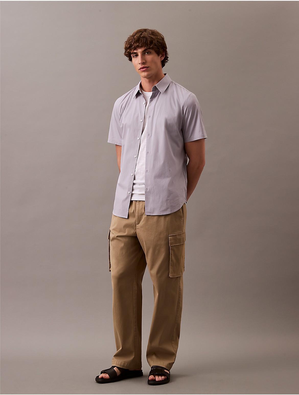 Calvin Klein Men's Cotton Stretch Slim Button-Down Shirt - Black - S Product Image