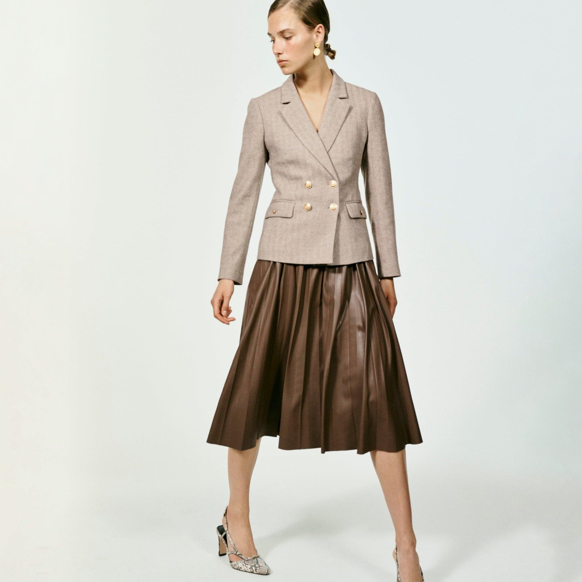 Slim-fit double-breasted blazer in herringbone Italian wool blend Product Image