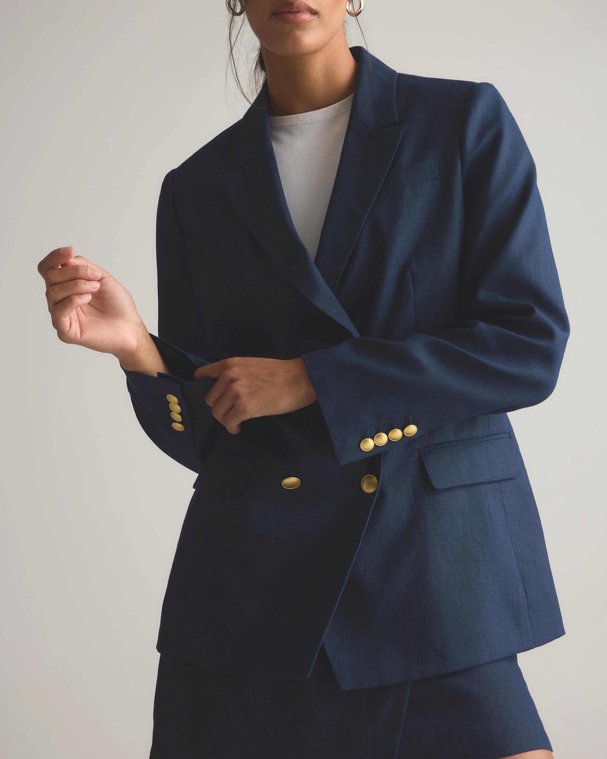 Quince | Women's 100% European Linen Relaxed Double-Breasted Blazer Size XL Product Image