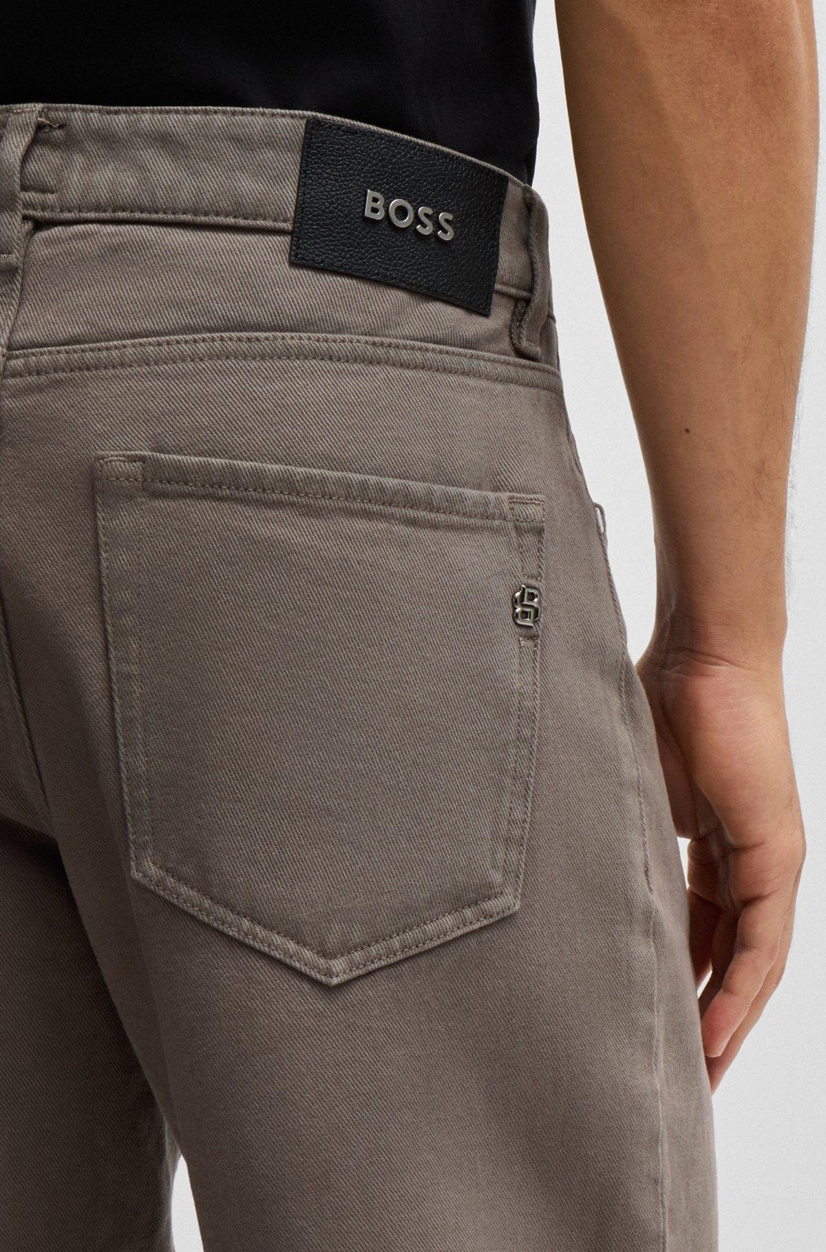 Baggy-fit jeans in beige Italian denim Product Image