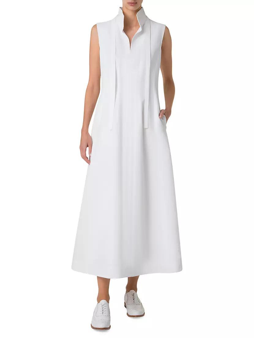 Cotton Sleeveless Flared Midi-Dress Product Image