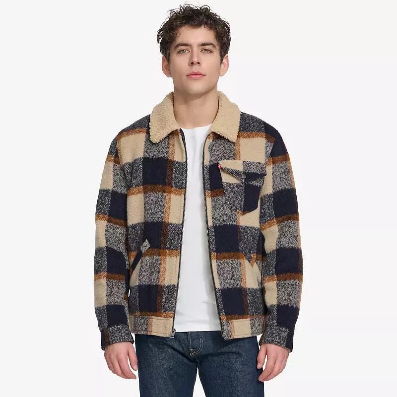 Men's Levi's® Wool Blended Depot Jacket with Sherpa Collar, Size: Large, Skater Plaid Product Image