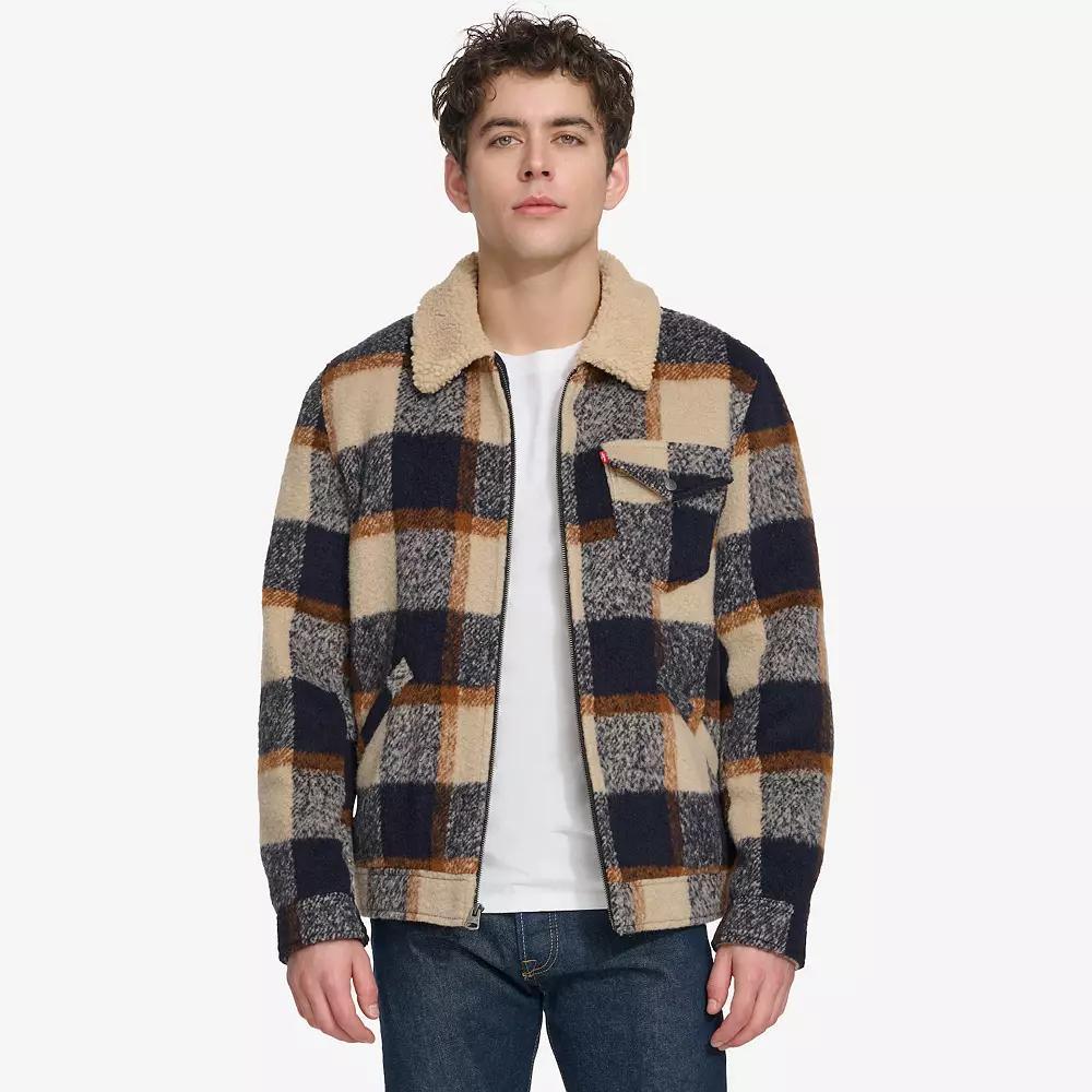 Men's Levi's® Wool Blended Depot Jacket with Sherpa Collar, Size: Large, Skater Plaid Product Image