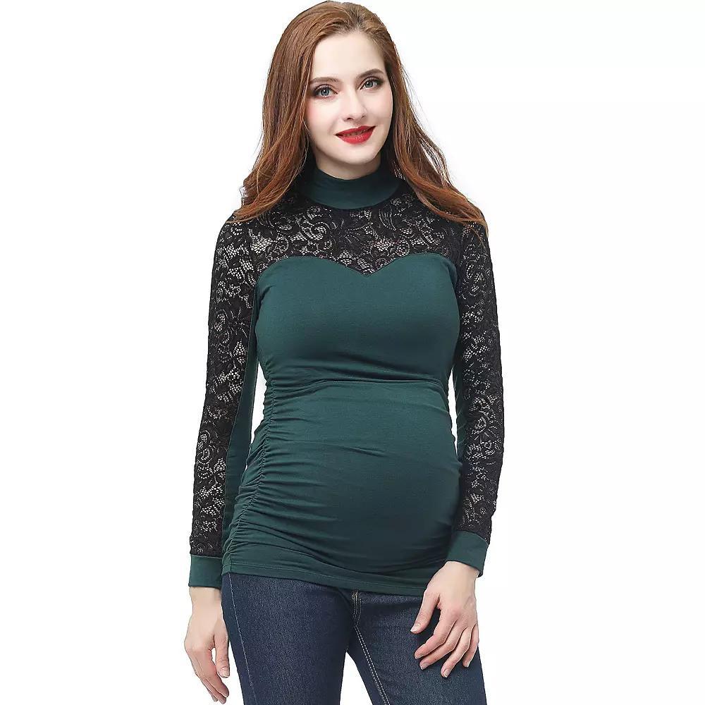 Maternity Pokkori Mockneck Lace Panel Top, Womens Product Image