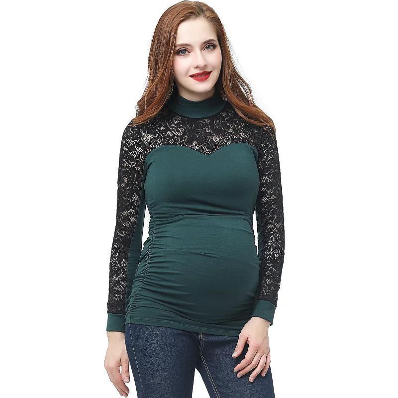 Maternity Pokkori Mockneck Lace Panel Top, Womens Product Image