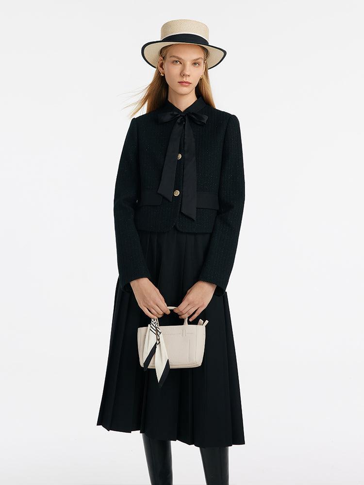 Crop Jacket With Flaps And Half Skirt Two-Piece Suit Product Image