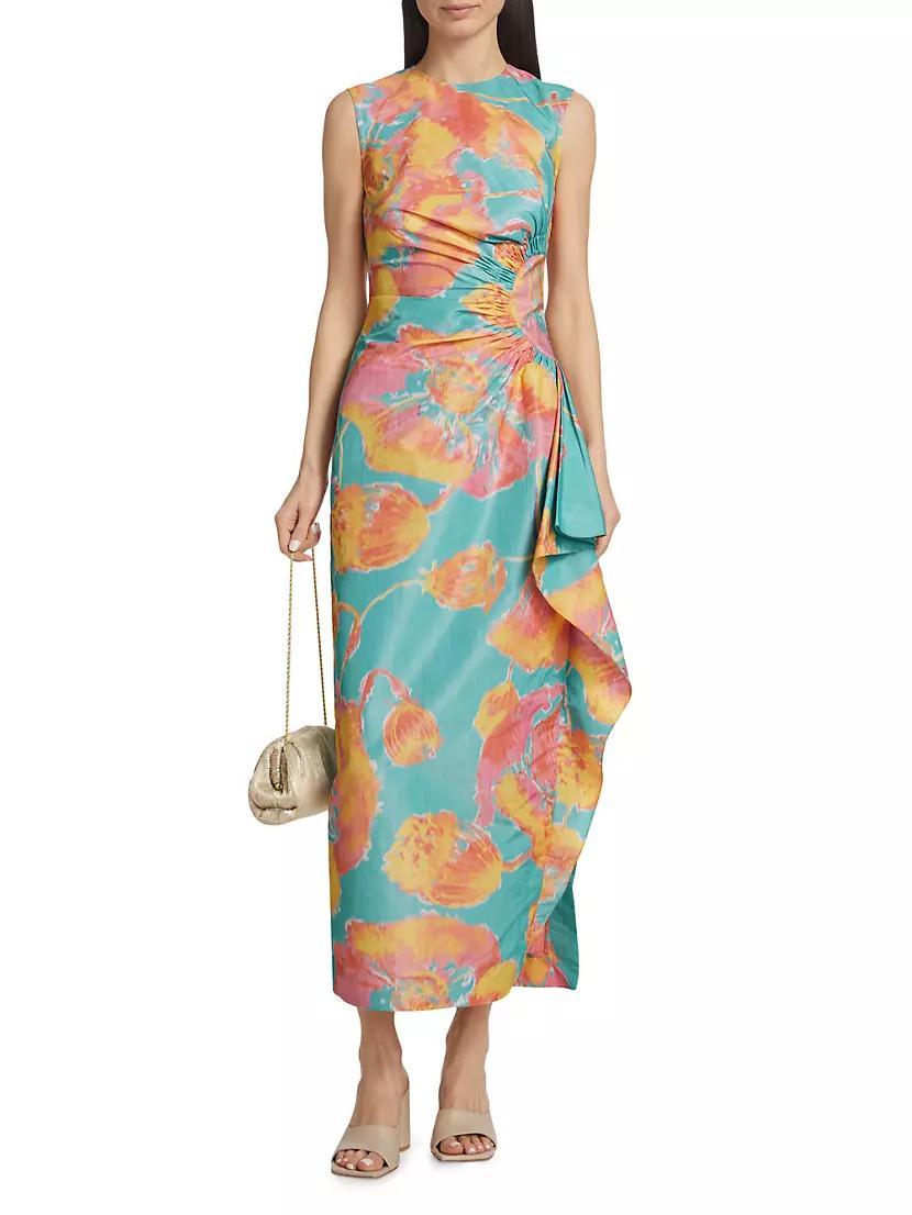 Julia Printed Draped Midi-Dress Product Image
