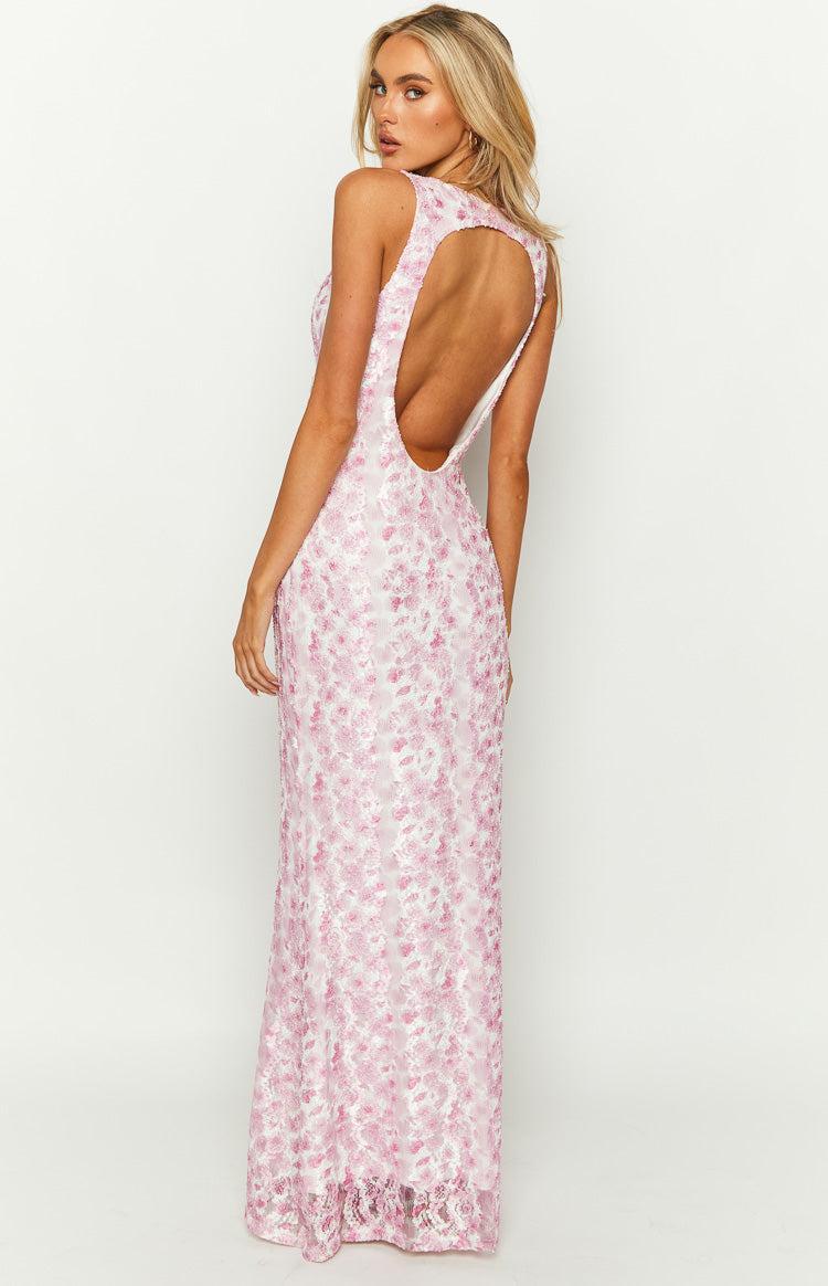 Farida Pink Lace Maxi Dress Product Image