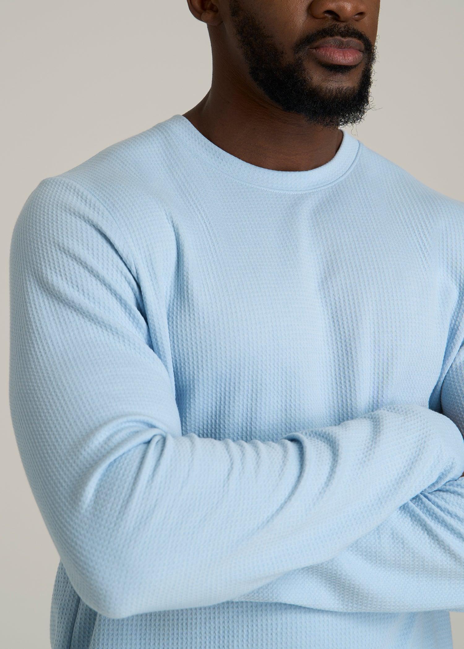 Cloud Knit Waffle Long Sleeve Tee for Tall Men in Ice Blue Product Image