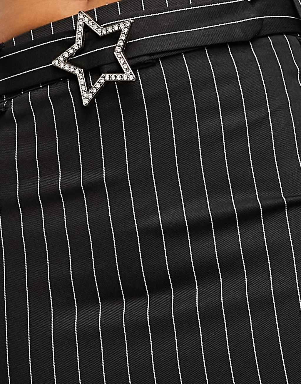 Heartbreak pinstripe mini skirt with star buckle Product Image