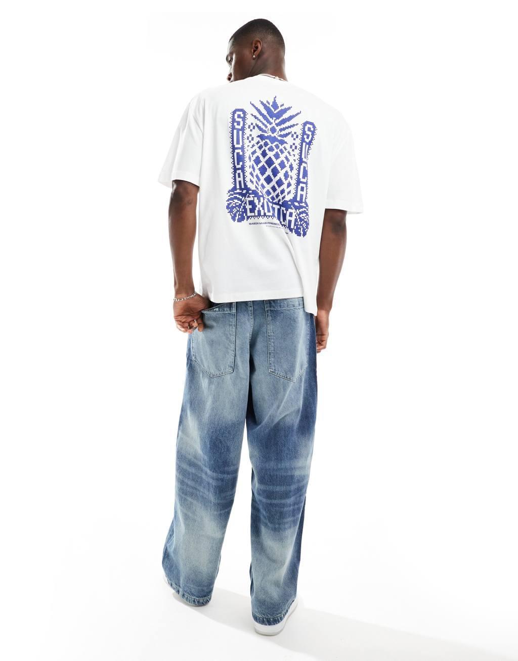 ASOS DESIGN oversized t-shirt in white with pineapple back print Product Image