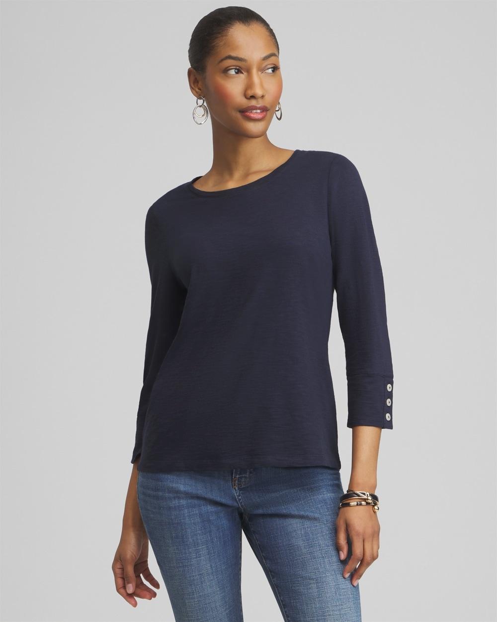3/4 Sleeve Button Tee Product Image