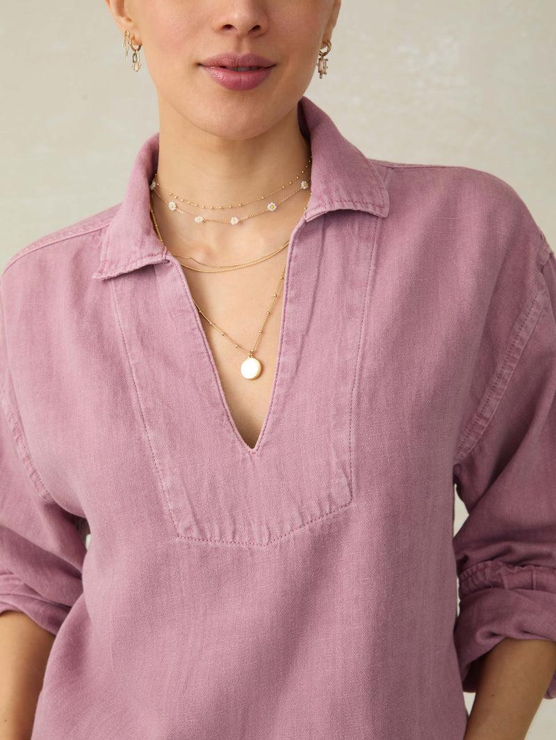 Linen Denim Sail Away Blouse - Weathered Orchid Product Image