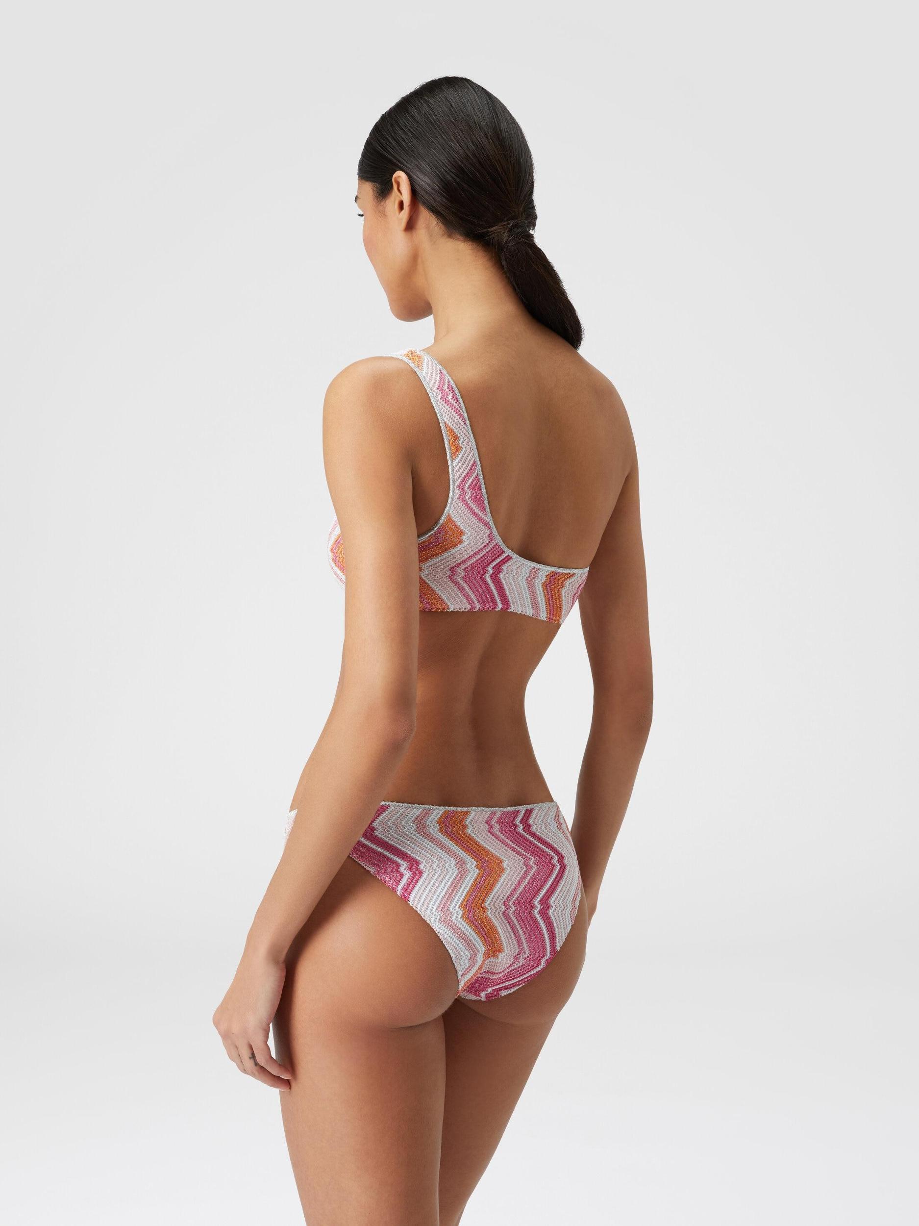 One-shoulder viscose blend chevron bikini with lurex Product Image