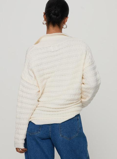 Autumnal Collared Sweater Cream Product Image