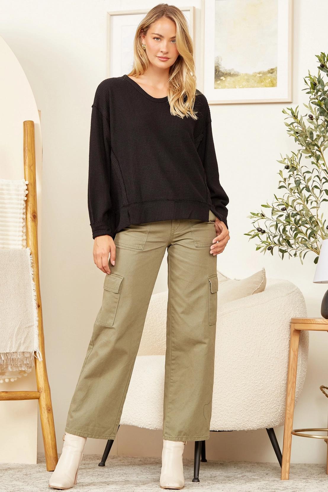 Round Neck Thermal Long Sleeve Top Product Image