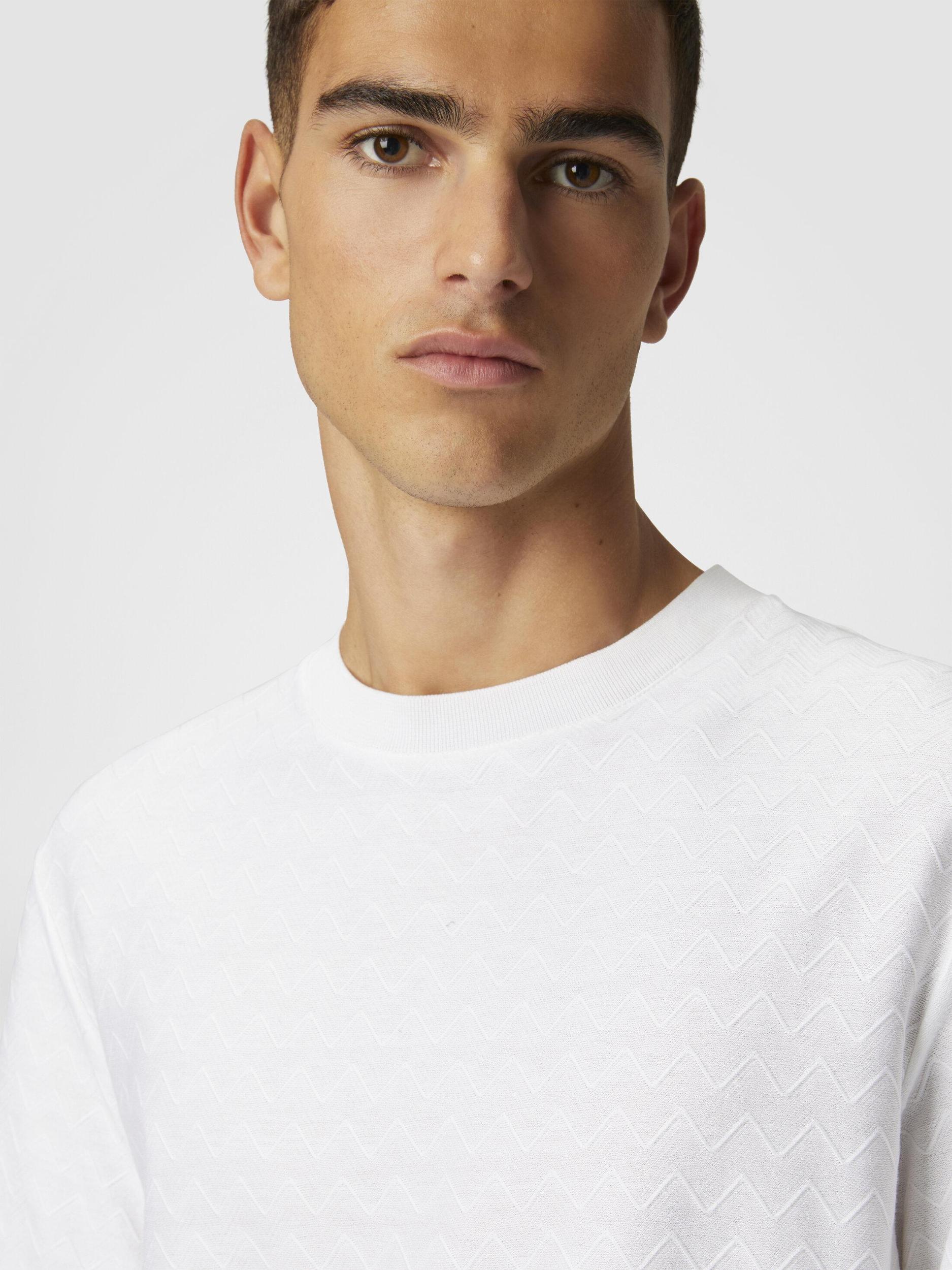 Tone-on-tone zig zag cotton jersey crewneck T-shirt Product Image