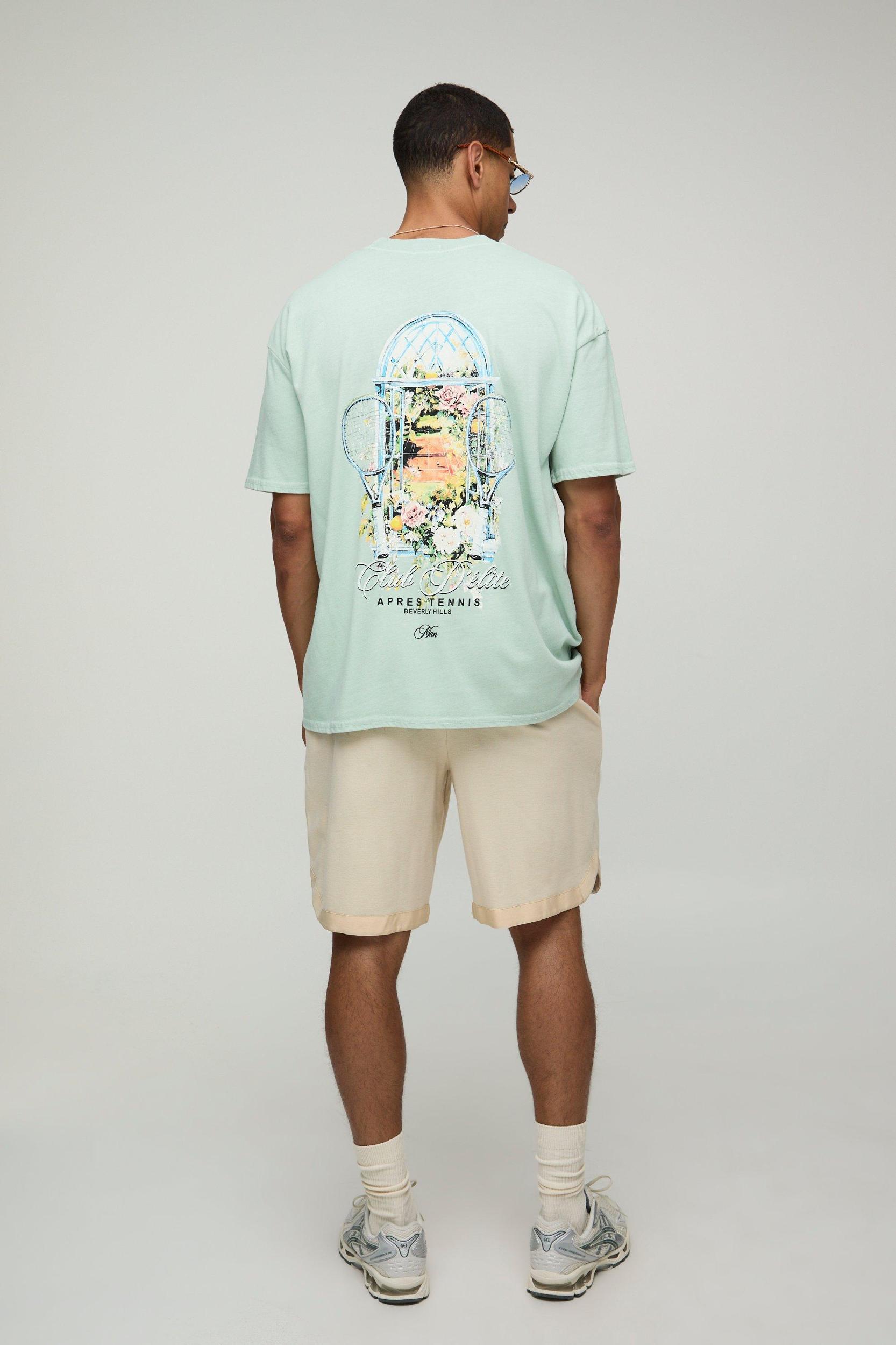 Sage Oversized MAN Club D'Elite Printed T-Shirt | boohooMAN USA Product Image