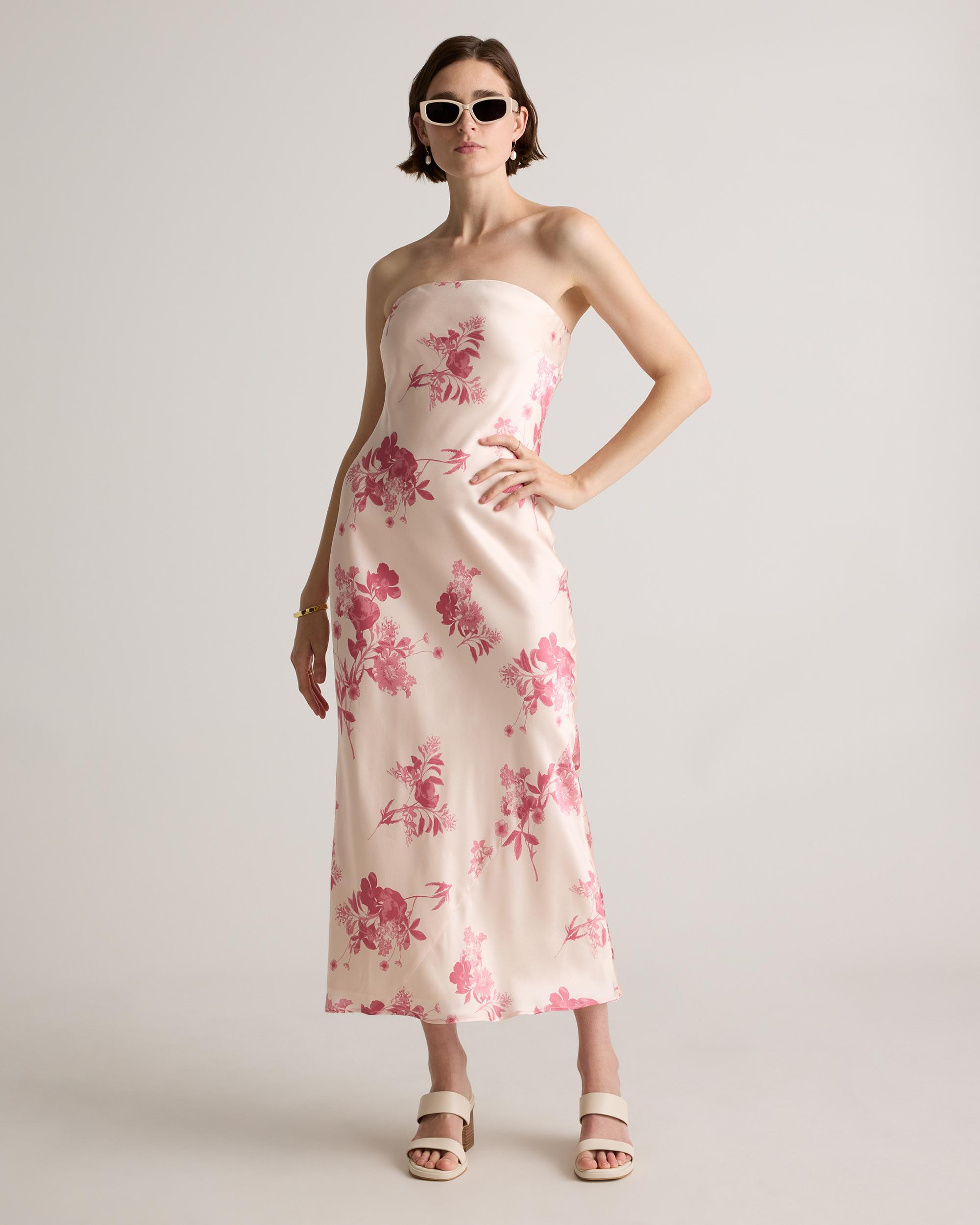 Quince | Women's Strapless Midi Dress Size XS, Mulberry Silk Product Image