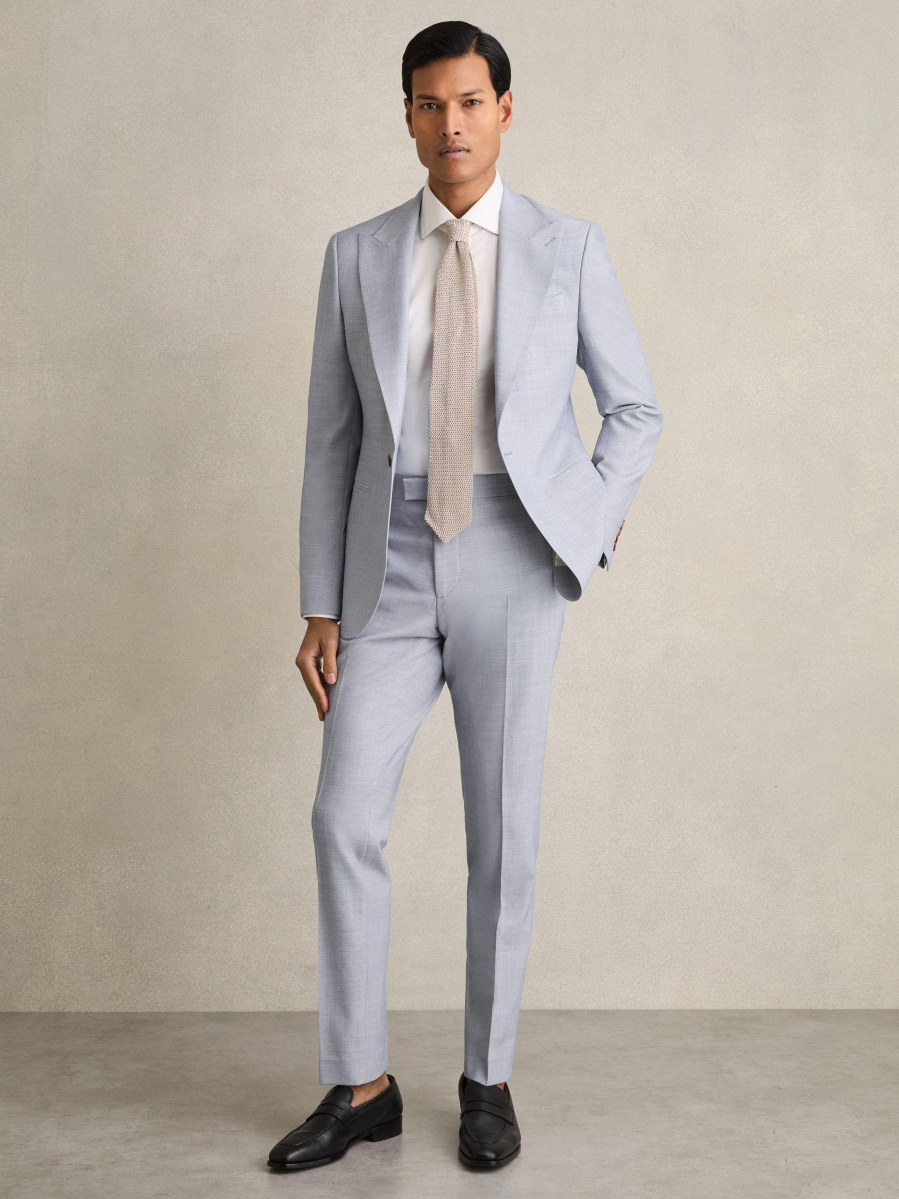 Slim Fit Single-Breasted Stretch Suit Blazer in Ivory White Product Image